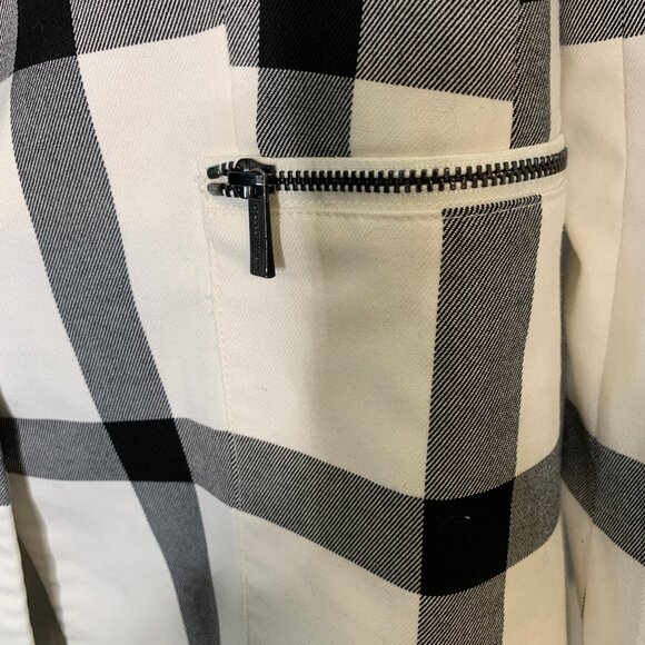 Karl Lagerfeld Paris, Ivory/Black Plaid Long Sleeve Jacket in Women's Size 4 - Picture 6 of 9